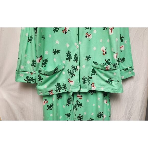 PajamaGram CO. Christmas 2PC Pajama Set Multicolor Green Size 1X - Picture 6 of 8